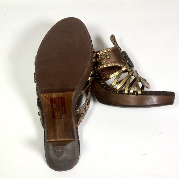 CHINESE LAUNDRY Global bronze wood platform sandals size 8, NIB - Picture 6 of 10